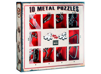Набор из 10 металлических головоломок (красный)