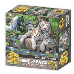Пазл Super 3D "Белые тигры Бенгалии", 100 детал. 