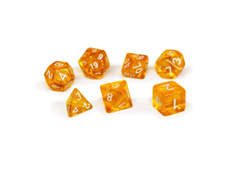 Набор кубиков для RPG "Единорог" 7 шт. желтый прозрачный