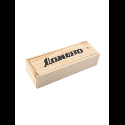 Домино (пластиковые фишки) в деревянной коробке 18x6,5 см