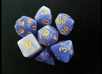 Набор кубиков для RPG 7 шт.  матовые с блестками сине-белые