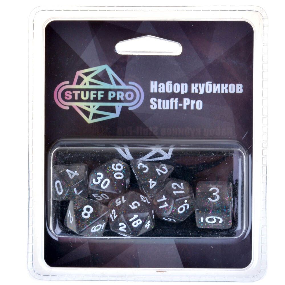 Набор кубиков Stuff-Pro (7 шт, 16 мм) блестящий серый