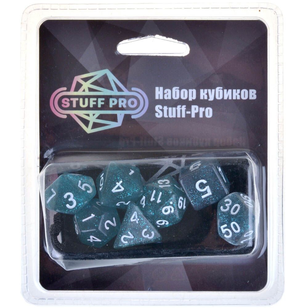 Набор кубиков Stuff-Pro (7 шт, 16 мм) блестящий голубой