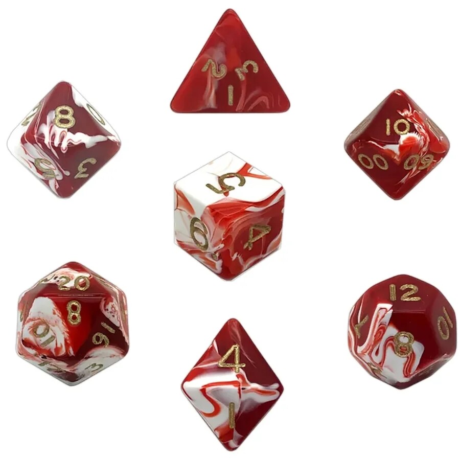 Набор кубиков для НРИ Marble Poly Dice - Red