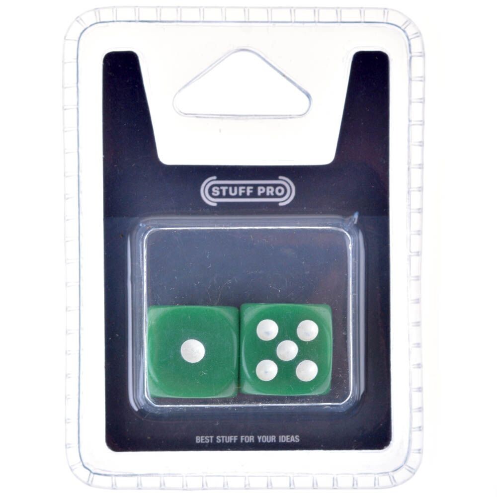 Набор кубиков STUFF-PRO d6 (2 шт., 16мм) зеленые
