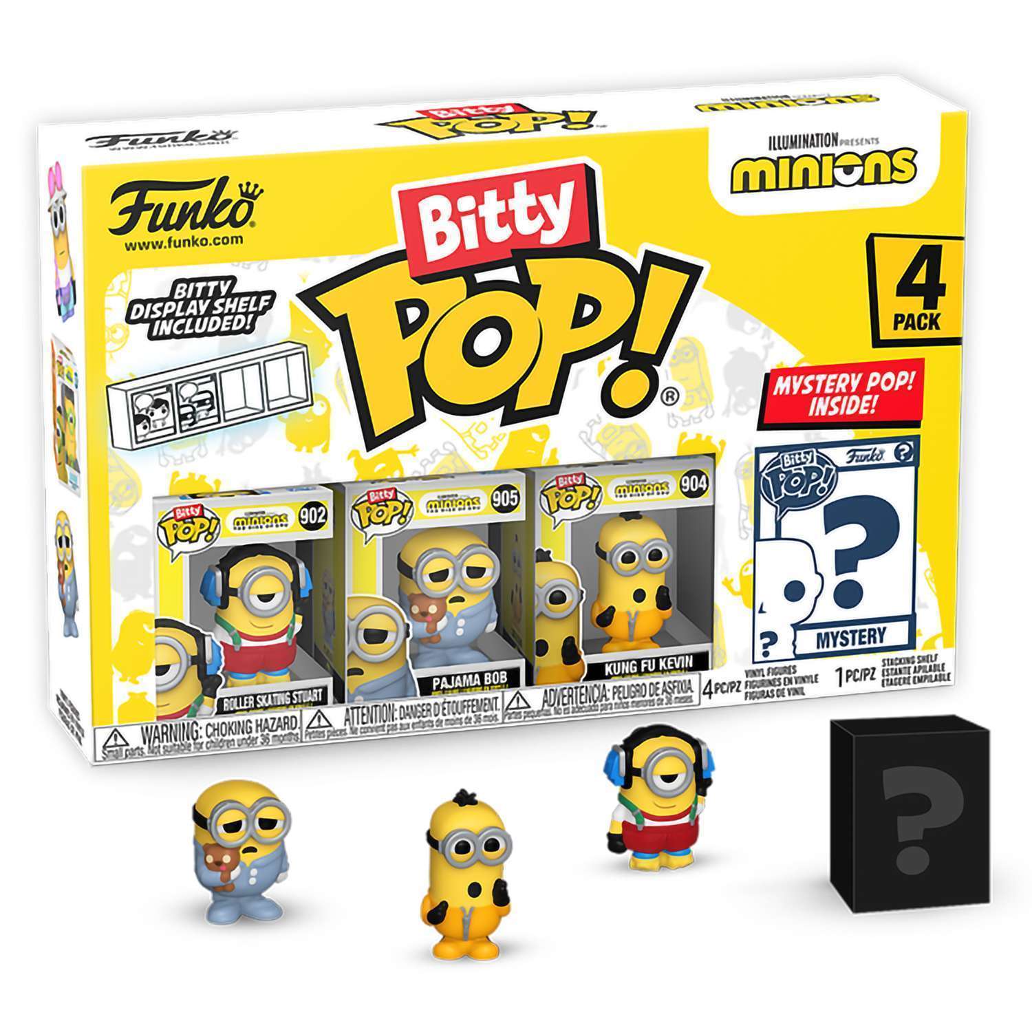 Фигурка Funko Bitty POP! Minions Roller Stuart+Pajama Bob+Kung Fu Kevin+Mystery
