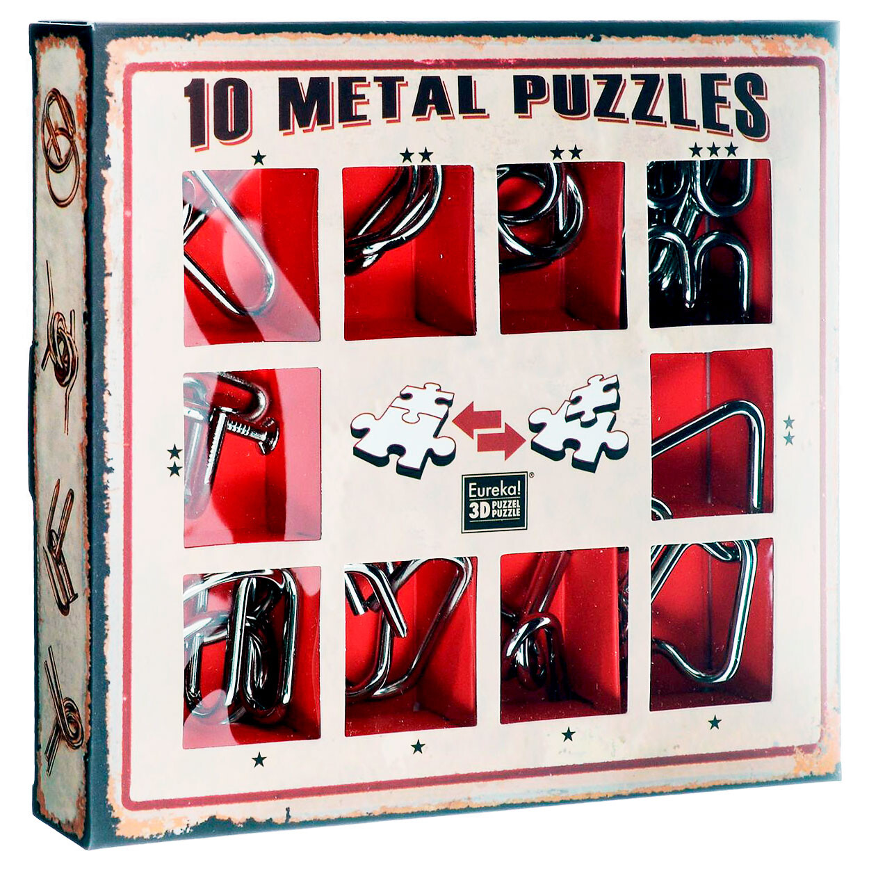 Набор из 10 металлических головоломок (красный)