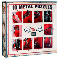 Набор из 10 металлических головоломок (красный)