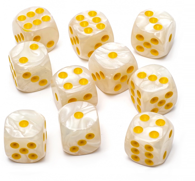 Набор кубиков STUFF-PRO d6 (10 шт., 16мм, нефритовые) белый