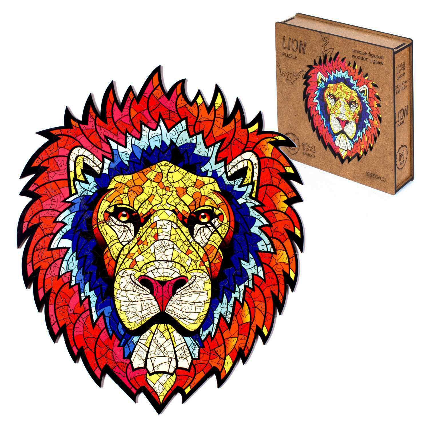 Пазл Zufa деревянный "Лев" (2022) размер М (174 детали)