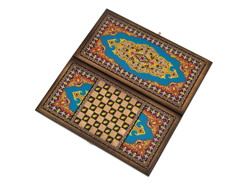 Нарды+шашки "Сирия Голубые" большие