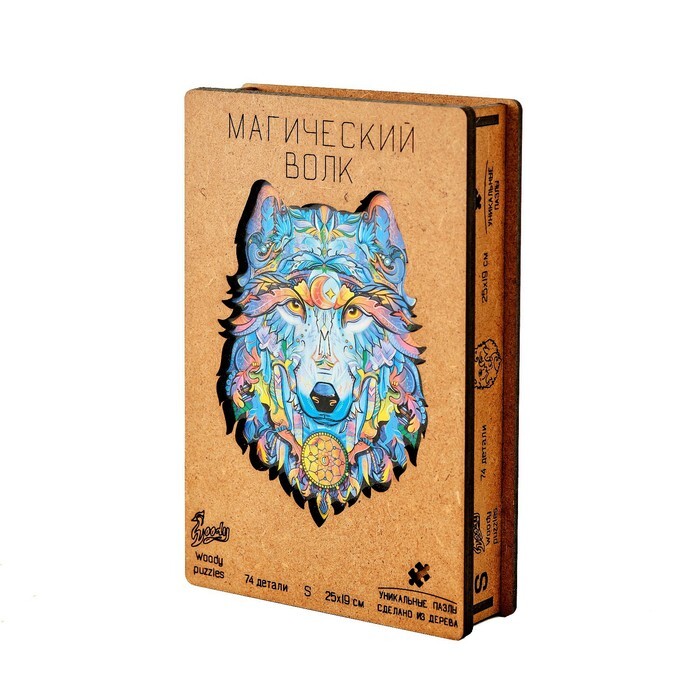 Пазл фигурный деревянный WOODY PUZZLES "Магический Волк", размер M