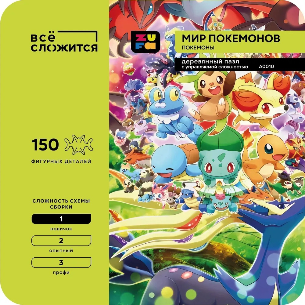 Пазл Zufa деревянный "Мир Покемонов" 150 деталей