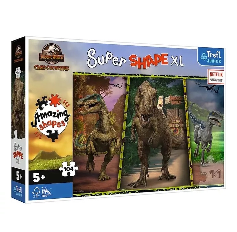 Пазл Trefl SHAPE XL "Динозавры, Парк Юрского периода" 104 детал.