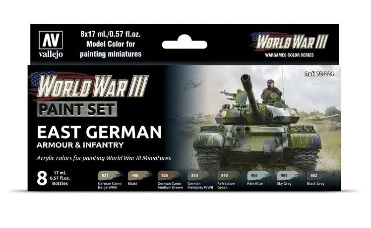Vallejo Model Color: WWIII East German Armour & Infantry 70.224 (8 шт)