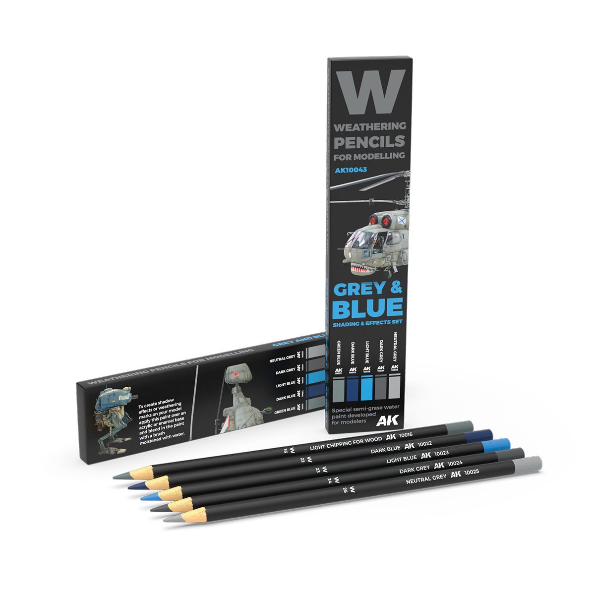 AK: WATERCOLOR PENCIL SET GREY AND BLUE CAMOUFLAGES AK10043