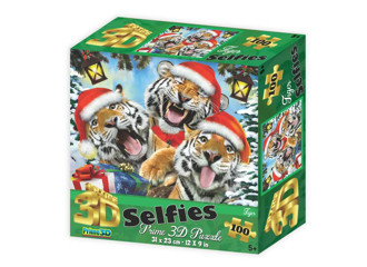 Пазл Super 3D "Новогоднее селфи тигрят", 100 детал. 