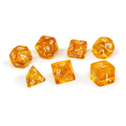 Набор кубиков для RPG "Единорог" 7 шт. желтый прозрачный