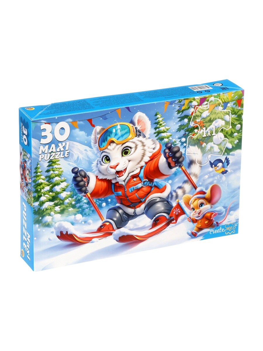 Пазл Рыжий кот «Тигр на лыжах» 30 дет.