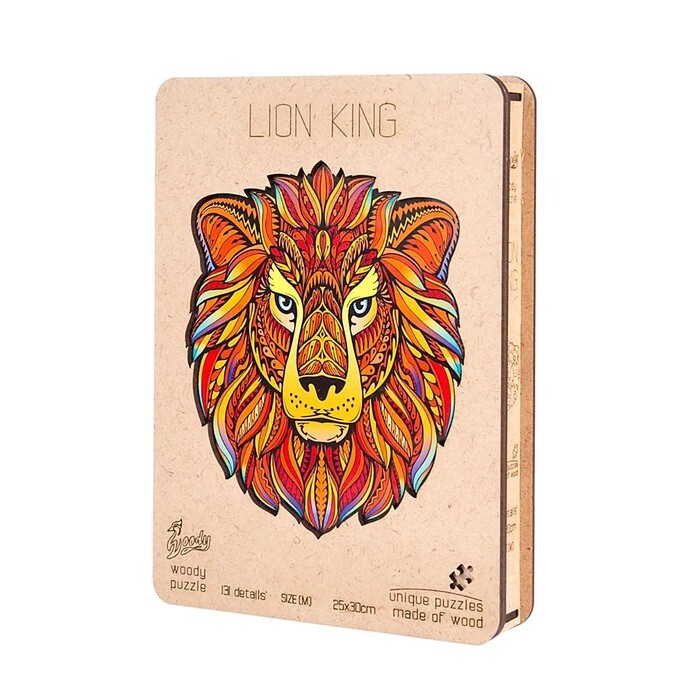 Пазл фигурный деревянный WOODY PUZZLES «Король Лев», размер S
