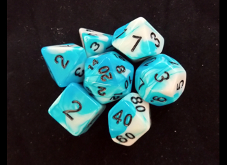 Набор кубиков для RPG 7 шт.  матовый бело-голубой