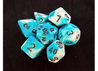 Набор кубиков для RPG 7 шт.  матовый бело-голубой