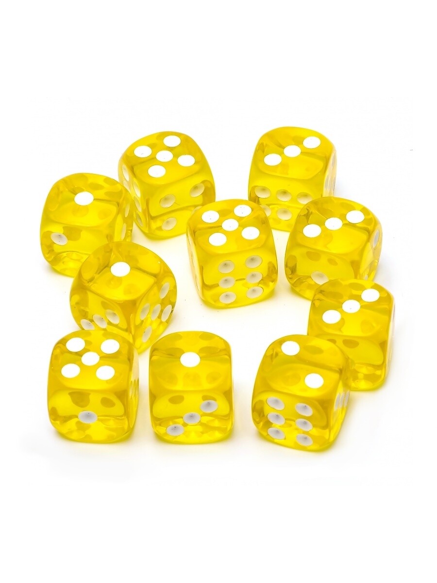 Набор кубиков STUFF-PRO d6 (10 шт., 16мм, прозрачные) желтые