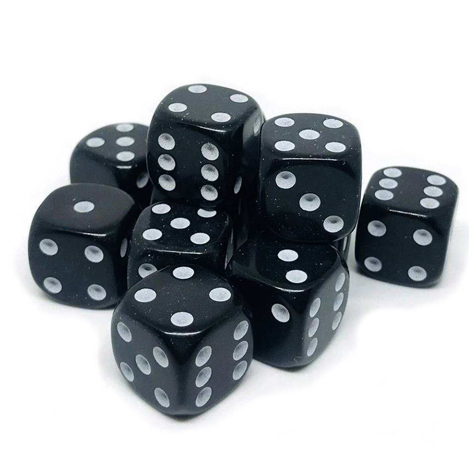 Набор кубиков STUFF-PRO d6 (10 шт., 16мм, нефритовые) черные