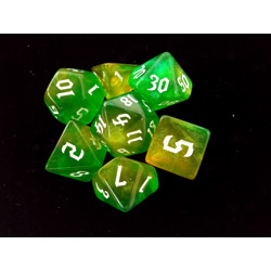 Набор кубиков для RPG 7 шт.  блестящие золотисто-зеленые