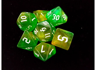 Набор кубиков для RPG 7 шт.  блестящие золотисто-зеленые