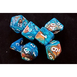 Набор кубиков для RPG 7 шт.  перламутровые сине-оранжевые