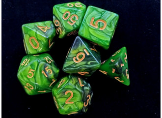 Набор кубиков для RPG 7 шт.  перламутровые зелено-черные