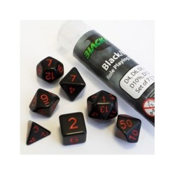 Набор кубиков для RPG 7 шт.  матовый черный с красными цифрами