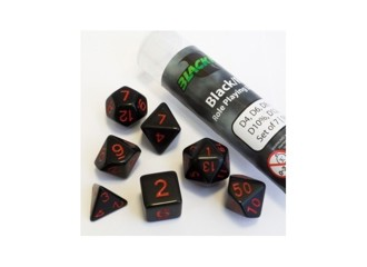 Набор кубиков для RPG 7 шт.  матовый черный с красными цифрами