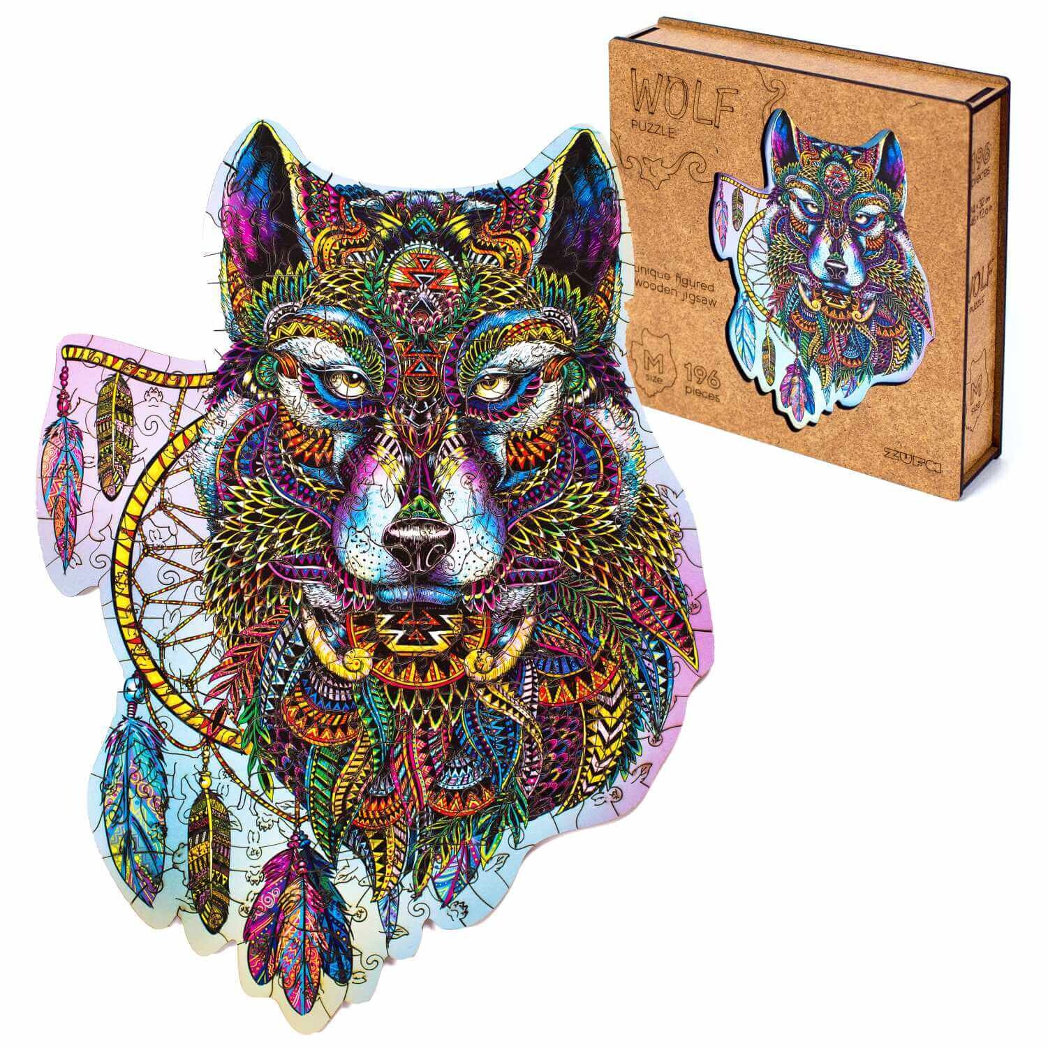 Пазл Zufa деревянный "Волк" размер М (2022) (196 деталей)