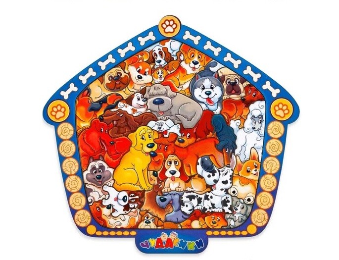 Пазл детский деревянный "Собачки в конуре"