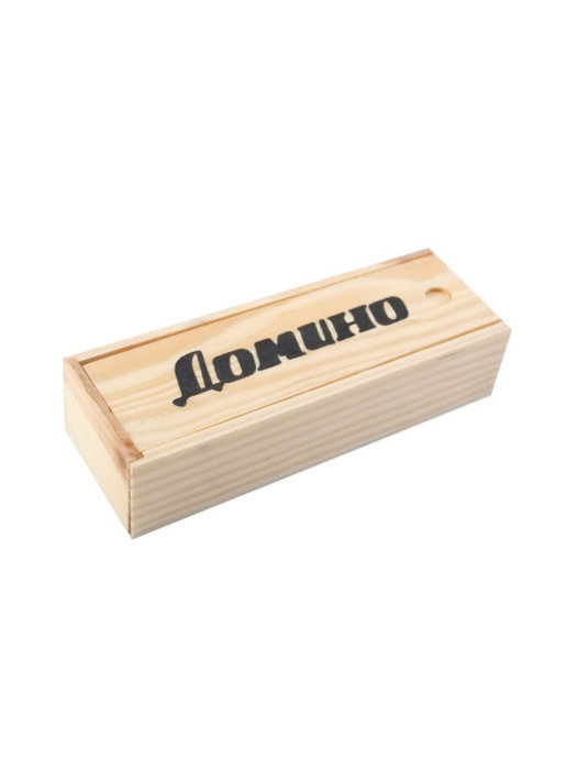 Домино (пластиковые фишки) в деревянной коробке 18x6,5 см