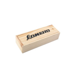Домино (пластиковые фишки) в деревянной коробке 18x6,5 см