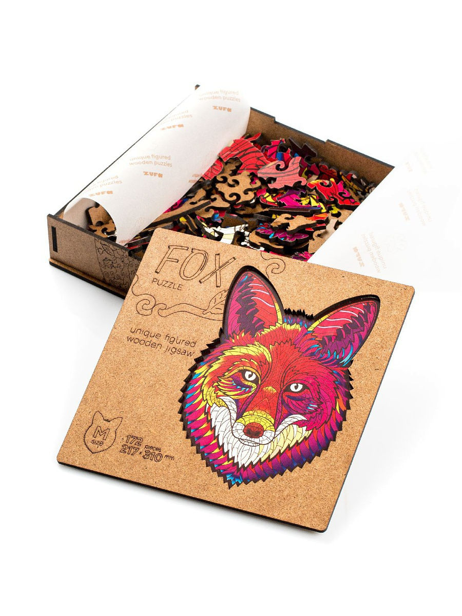 Пазл Zufa деревянный "Лиса" (2022) размер М (172 детали)