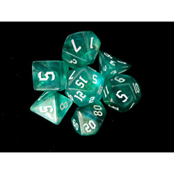 Набор кубиков для RPG 7 шт.  блестящие зелено-голубые