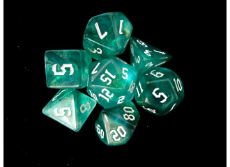 Набор кубиков для RPG 7 шт.  блестящие зелено-голубые
