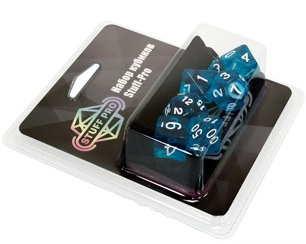 Набор кубиков Stuff-Pro (7 шт, 16 мм) прозрачный голубой