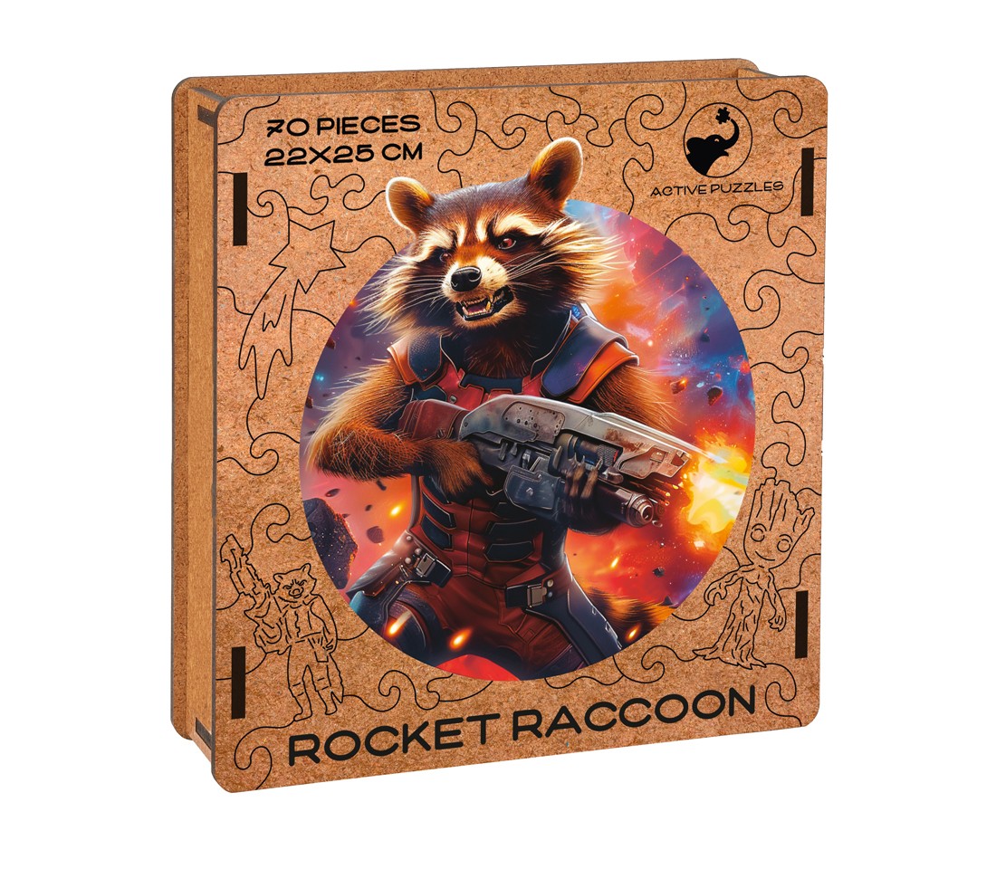 Пазл Active Puzzles деревянный "Енот-ракета" 70 дет.