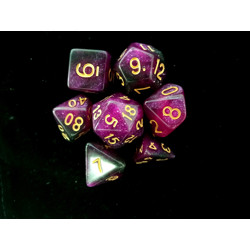 Набор кубиков для RPG 7 шт.  перламутровые с блестками фиолетово-черные