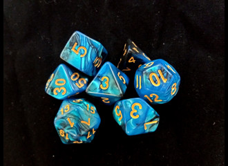 Набор кубиков для RPG 7 шт.  перламутровые сине-черные