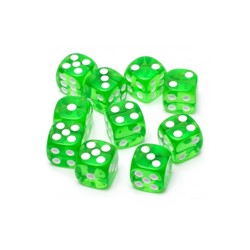 Набор кубиков STUFF-PRO d6 (10 шт., 16мм, прозрачные) зеленые