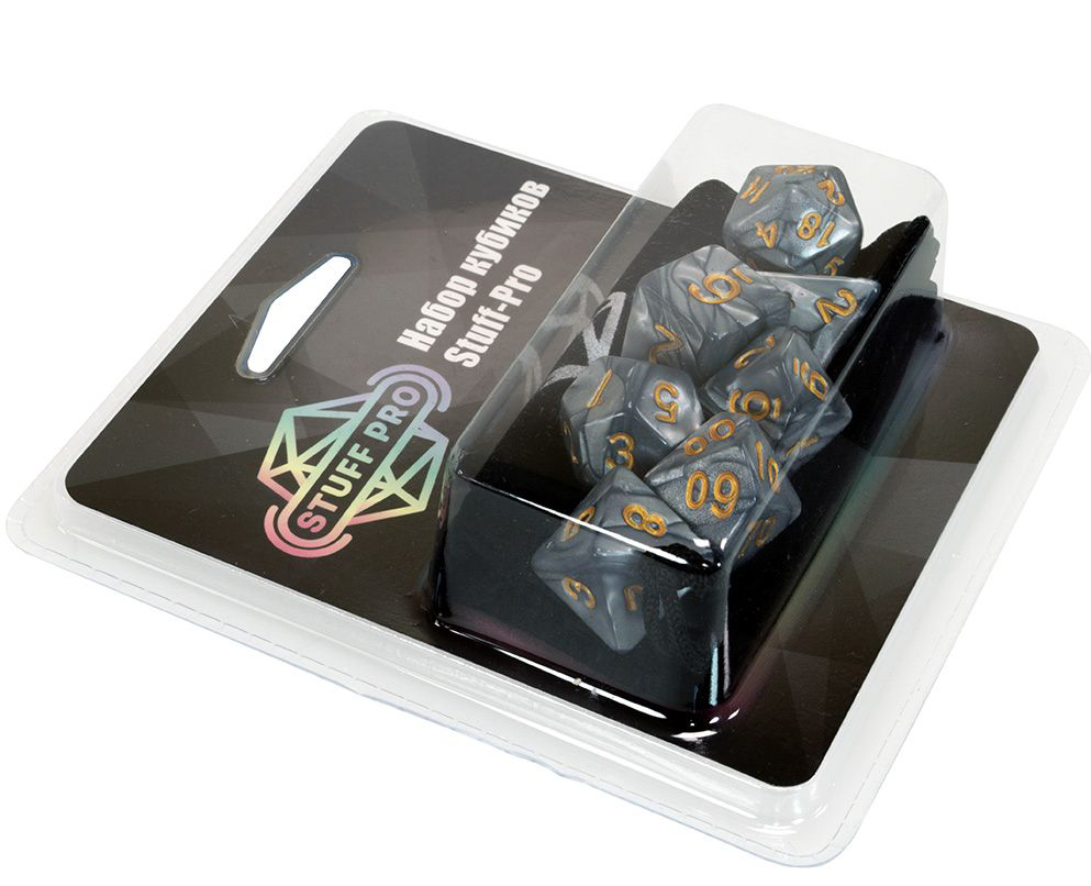 Набор кубиков Stuff-Pro (7 шт, 16 мм) нефритовый серебристый