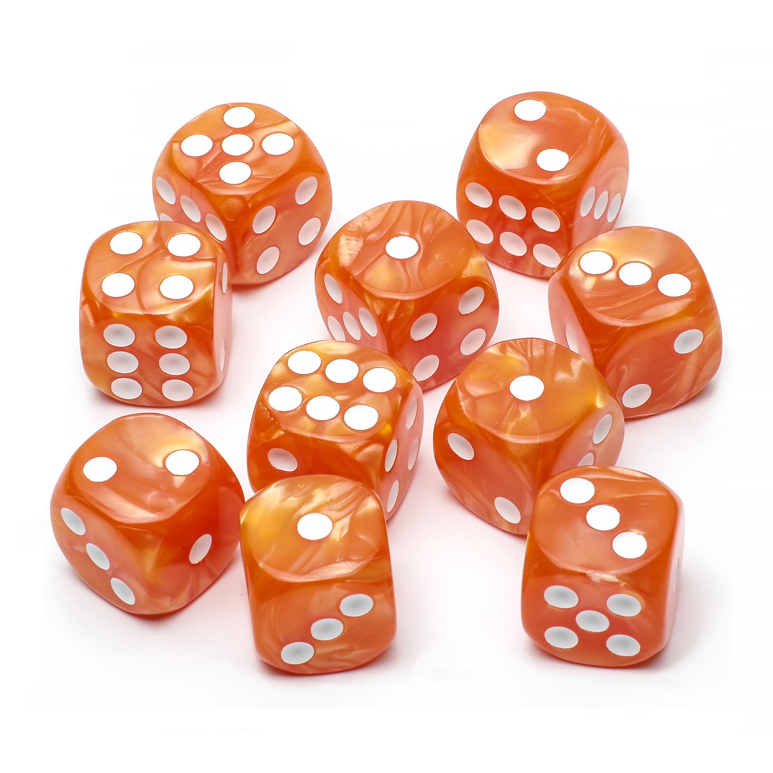 Набор кубиков STUFF-PRO d6 (10 шт., 16мм, нефритовые) оранжевые