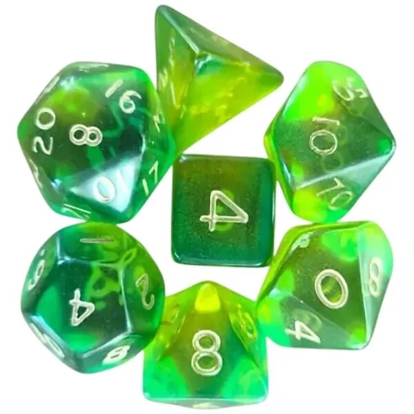 Набор кубиков для НРИ Blitz Poly Dice - Trans Yellow & Aqua