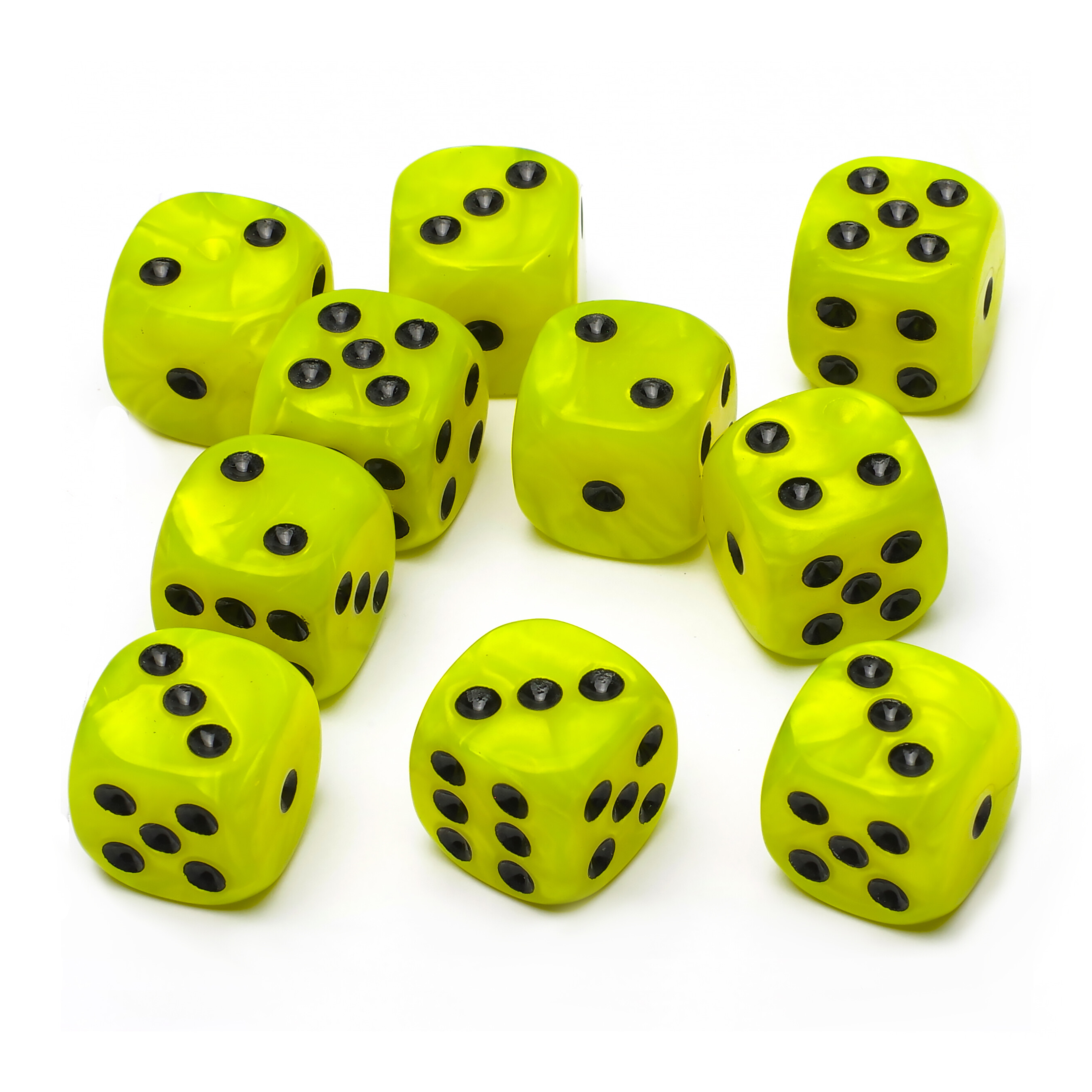 Набор кубиков STUFF-PRO d6 (10 шт., 16мм, нефритовые) желтые